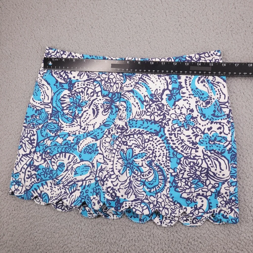LILLY PULITZER Skort Size 6 Colette Scallop Hem Cotton Blue Hippy Print